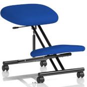 Ergonomic Posture Kneeling Chair Stool On Castors Seat Height Adjustment Black Frame &amp; Stevia Blue Fabric Seat