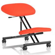 Ergonomic Posture Kneeling Chair Stool On Castors Seat Height Adjustment Black Frame &amp; Tabasco Red Fabric Seat