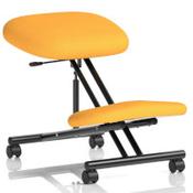 Ergonomic Posture Kneeling Chair Stool On Castors Seat Height Adjustment Black Frame &amp; Senna Yellow Fabric Seat