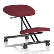 Ergonomic Posture Kneeling Chair Stool On Castors Seat Height Adjustment Black Frame &amp; Ginseng Chilli Fabric Seat