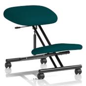 Ergonomic Posture Kneeling Chair Stool On Castors Seat Height Adjustment Black Frame &amp; Maringa Teal Fabric Seat