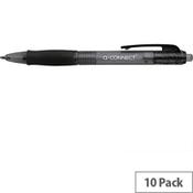 Q-Connect Retractable Ballpoint Pen, Black (Pack of 10) - Comfortable and Consistent Writing for Office or School image