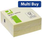 Q Connect Quick Note Cube 76x76mm 400 Sheets Yellow KF01346