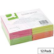 Q-Connect Quick Note Repositionable Pad, 125x75mm, Assorted Neon - Bright Sticky Notes for Quick Reminders