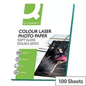 Q-Connect A4 Semi-Gloss Colour Laser Printer Paper 210gsm (Pack of 100) image