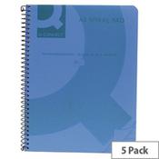 Q-Connect Spiral Book A5 Polypropylene Transparent Blue 5 Pack KF10034