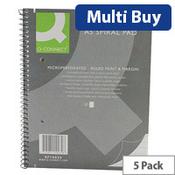 Q-Connect Spiral Pad Executive A5+ - 160 Pages, 80 Leaves, Ruled Feint And Margin, 75gsm Paper, Micro Perforated &amp; 5 Pack (KF10039) image