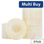 Q-Connect Easy Tear Polypropylene Tape, 19mm x 33m (Pack of 8, Ref KF27013) - Clear and Strong Tape for Packaging image