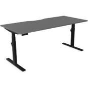 LEAP Electric Height Adjustable Rectangular Sit Stand Desk Dual Purpose Reversible Scallop Top W1800xD800xH620-1270mm Graphite Top Black Frame image