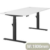 LEAP Electric Dual Motor Height Adjustable Rectangular Sit Stand Desk Portal Top W1800xD800xH620-1270mm White Top Black Frame image