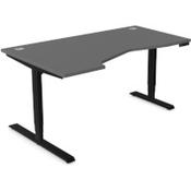 LEAP Electric Dual Motor Height Adjustable Ergonomic Shaped Left Hand K Top Sit Stand Desk with Portals W1600xD1000xH620-1270mm Graphite Top Black Frame image