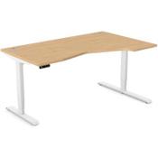 LEAP Electric Dual Motor Height Adjustable Ergonomic Shaped Right Hand K Top Sit Stand Desk with Portals W1600xD1000xH620-1270mm Beech Top White Frame image