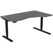 LEAP Electric Dual Motor Height Adjustable Ergonomic Shaped Right Hand K Top Sit Stand Desk with Portals W1600xD1000xH620-1270mm Graphite Top Black Frame image