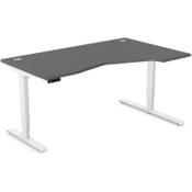 LEAP Electric Dual Motor Height Adjustable Ergonomic Shaped Right Hand K Top Sit Stand Desk with Portals W1600xD1000xH620-1270mm Graphite Top White Frame image