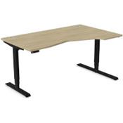 LEAP Electric Dual Motor Height Adjustable Ergonomic Shaped Right Hand K Top Sit Stand Desk with Portals W1600xD1000xH620-1270mm Urban Oak Top Black Frame image