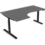 LEAP Electric Height Adjustable Radial Left Hand Sit Stand Desk Portal Top W1800xD1200/800xH620-1270mm Graphite Top Black Frame image