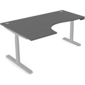 LEAP Electric Height Adjustable Radial Left Hand Sit Stand Desk Portal Top W1800xD1200/800xH620-1270mm Graphite Top Silver Frame image
