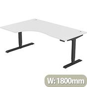 LEAP Electric Height Adjustable Radial Left Hand Sit Stand Desk Portal Top W1800xD1200/800xH620-1270mm White Top Black Frame image