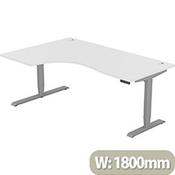 LEAP Electric Height Adjustable Radial Left Hand Sit Stand Desk Portal Top W1800xD1200/800xH620-1270mm White Top Silver Frame image