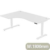 LEAP Electric Height Adjustable Radial Left Hand Sit Stand Desk Portal Top W1800xD1200/800xH620-1270mm White Top White Frame image