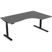 LEAP Electric Height Adjustable Radial Right Hand Sit Stand Desk Portal Top W1800xD1200/800xH620-1270mm Graphite Top Black Frame image