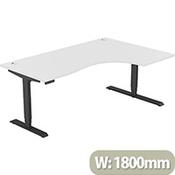 LEAP Electric Height Adjustable Radial Right Hand Sit Stand Desk Portal Top W1800xD1200/800xH620-1270mm White Top Black Frame image