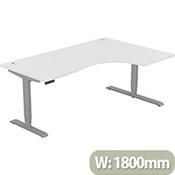 LEAP Electric Height Adjustable Radial Right Hand Sit Stand Desk Portal Top W1800xD1200/800xH620-1270mm White Top Silver Frame image