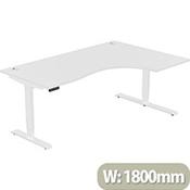 LEAP Electric Height Adjustable Radial Right Hand Sit Stand Desk Portal Top W1800xD1200/800xH620-1270mm White Top White Frame image