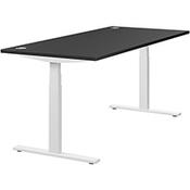 LEAP Electric Dual Motor Height Adjustable Rectangular Sit Stand Desk Portal Top W1800xD800xH620-1270mm Graphite Top White Frame image