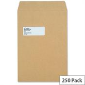 New Guardian Window 130gsm Envelopes C4 Manilla Pocket Press Seal Heavyweight (Pack of 250) image