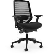 X.77 Black Ergonomic Mesh Office Chair with Adjustable Lumbar Support - Breathable Backrest - Slideable Seat &amp; 4 Different Back Locking Positions - Ideal for Home or Corporate Office Use