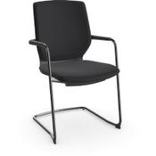 Y.88 Boardroom &amp; Meeting Room Cantilever Chair with Arms Black Frame, Black Fabric with Seat Slide image