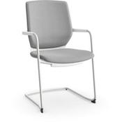 Y.88 Boardroom &amp; Meeting Room Cantilever Chair with Arms White Frame, Grey Fabric with Seat Slide image