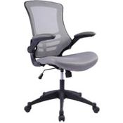 Deluxe Executive High Back Mesh Office Chair - Fold-Up Armrests - Tilt Back - Adjustable Padded Seat - Grey - Ergonomic Comfort for Workspaces image