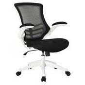 Deluxe Executive High Back Mesh Office Chair - Fold-Up Armrests - Tilt Back - Adjustable Padded Seat - White Frame - Ergonomic Comfort for Workspaces image