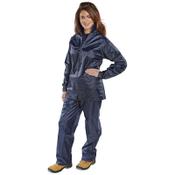 Beeswift Rainsuit with Elasticated Waist Trousers - Medium, Navy Polyester/PVC, Waterproof Outdoor Workwear, Ref 18392 image