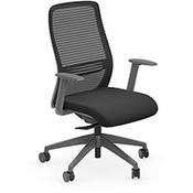 NV Ergonomic Posture Office Chair  - Contoured Breathable Mesh Back  - Adjustable Lumbar Support  - Grey Frame - Black Seat image