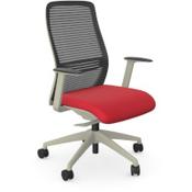 NV Ergonomic Posture Office Chair  - Contoured Breathable Mesh Back  - Adjustable Lumbar Support  - White Frame - Red Seat image