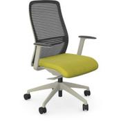 NV Ergonomic Posture Office Chair  - Contoured Breathable Mesh Back  - Adjustable Lumbar Support  - White Frame - Green Seat image