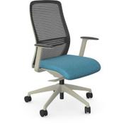 NV Ergonomic Posture Office Chair  - Contoured Breathable Mesh Back  - Adjustable Lumbar Support  - White Frame - Light Blue Seat image