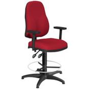 OA Series High Back Draughtsman Chair Bespoke Evert Fabric with Height Adjustable Arms 535-665mm High Base with Chrome Footring &amp; Glides image