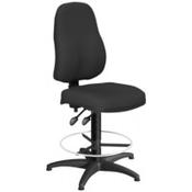 OA Series High Back Draughtsman Chair Black Fabric 535-665mm High Base with Chrome Footring &amp; Glides image