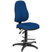 OA Series High Back Draughtsman Chair Blue Fabric 535-665mm High Base with Chrome Footring &amp; Glides image