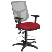 OA Series Draughtsman Chair with Adjustable Grey Mesh Back Adjustable Arms &amp; Bespoke Evert Fabric Seat 535-665mm High Base with Chrome Footring &amp; Glides image