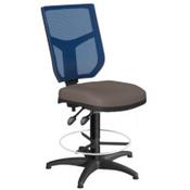 OA Series Draughtsman Chair with Adjustable Blue Mesh Back &amp; Bespoke Lotus PU Seat 535-665mm High Base with Chrome Footring &amp; Glides image