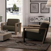 Arco Armchair With Elm varnished Ash Frame And Eco Leather Verde Scur Colour image