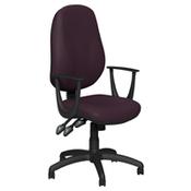 O.B Series Office Chair Leather Look Seat Black Base &amp; Fixed Arms Violet image