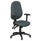 O.B Series Office Chair Fabric Seat Black Base &amp; Adjustable Arms Graphite image