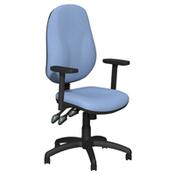 O.B Series Office Chair Fabric Seat Black Base &amp; Adjustable Arms Light Blue image