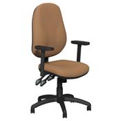 O.B Series Office Chair Leather Look Seat Black Base &amp; Adjustable Arms Beige image